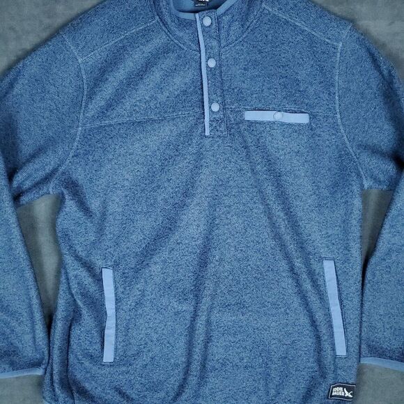 Eddie Bauer Sweater Men’s XL Knit Pullover 1/4 Snap Mock Neck Blue - Picture 5 of 11